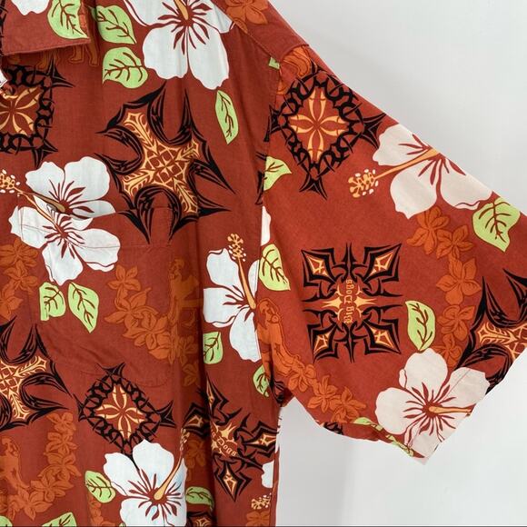 Rust brown Big Dogs Hawaiian shirt men’s size large - Picture 2 of 9